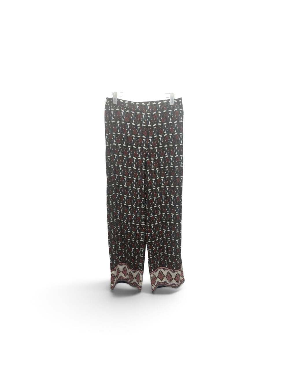 Stoosh Women's Black Red Paisley Wide Leg Pull-On Boho Pants Size M